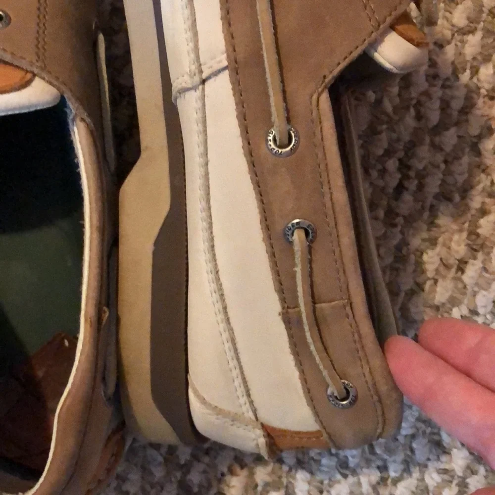 Sperry off white and tan leather Top Siders